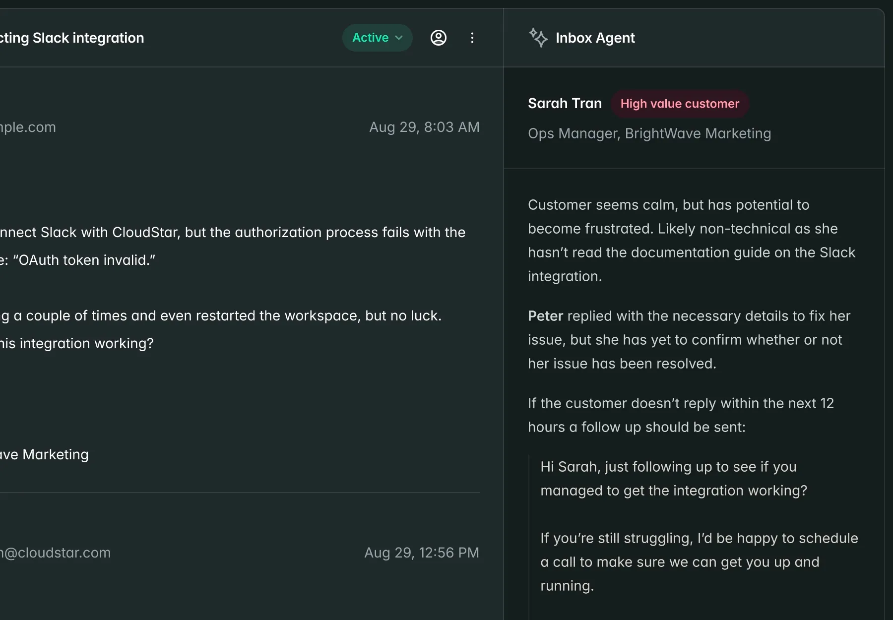 Archway unified client record in dark mode