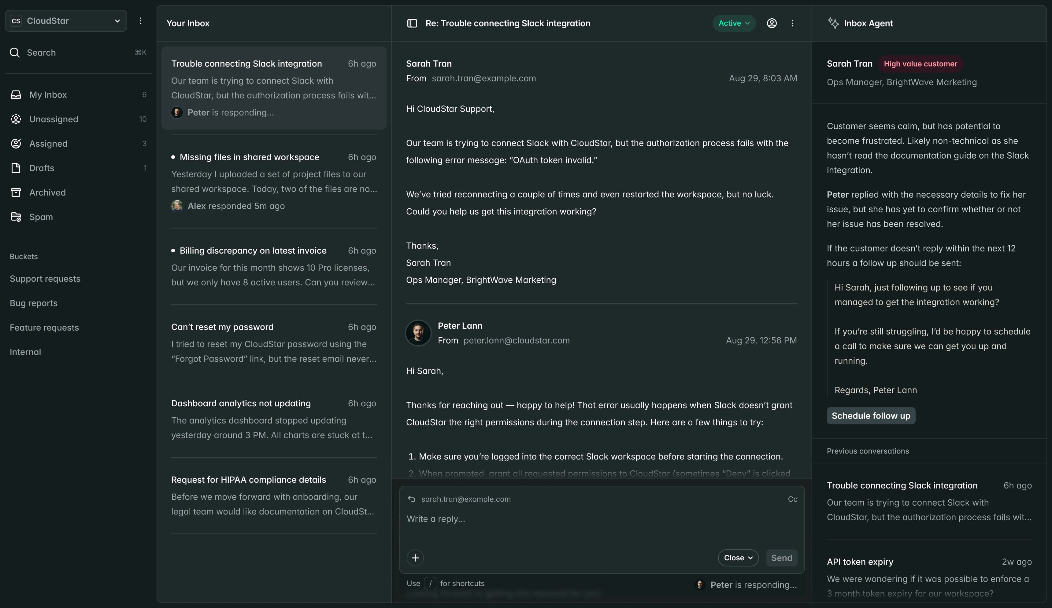 Archway mortgage CRM in dark mode showing the client and case management workspace